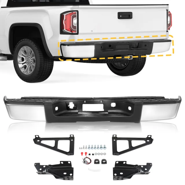 Complete- Chrome Rear Bumper for 2007-2013 Chevy Silverado GMC Sierra 1500 Truck