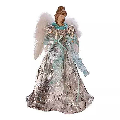 Silver and Blue Angel Christmas Tree Topper 16 Inch New