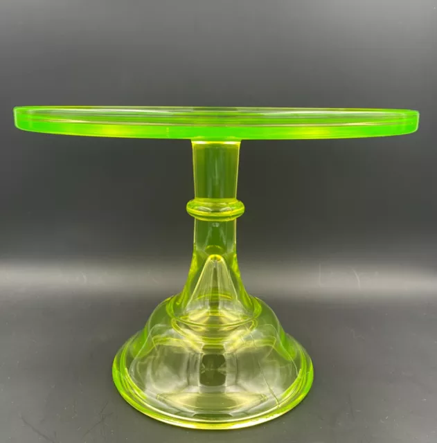 Mosser Vaseline Large Cake Plate Stand 12 inches Wide Marked