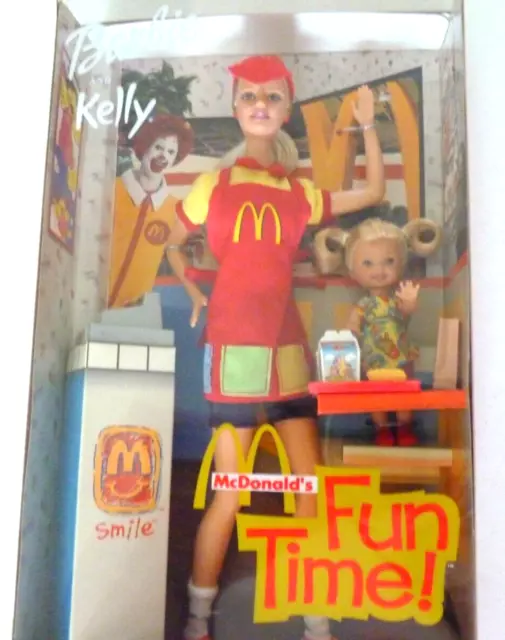 2001 McDonald's Fun Time Caucasian Barbie & Kelly Dolls   -  NRFB  !