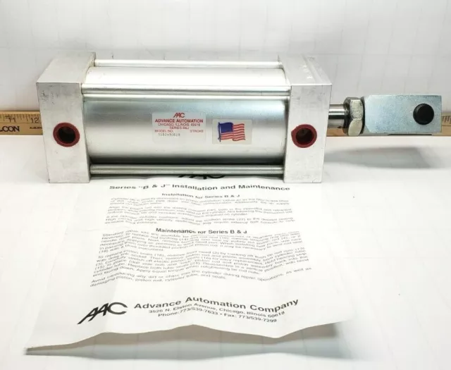 New Aac Advanced Automation B&J Pneumatic Cylinder 3" Bore 7" Stroke 5182-30618