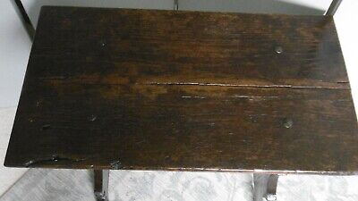 Antique,19th century version of a 17th century oak boarded stool 3