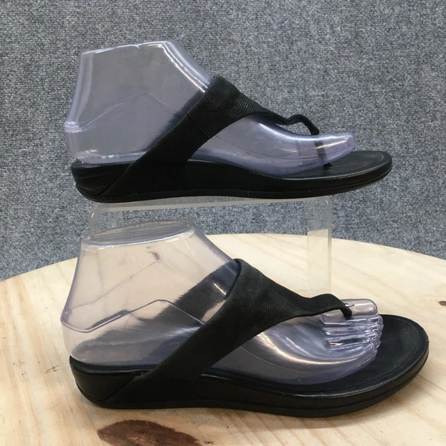 Fitflop Sandals Womens 38 Banda Thong Flip Flop Flats Black Fabric Open Toe