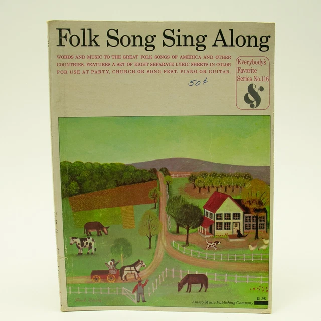 FOLK SONG SING Along Sheet Music Words and Music Guitar Piano 1962 7.