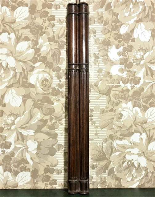 Wall acanthus groove wood turned column - Antique french architectural salvage .