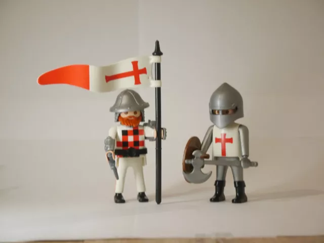 Playmobil 2x figurines history guerrier croisé religion moine custom rare 10