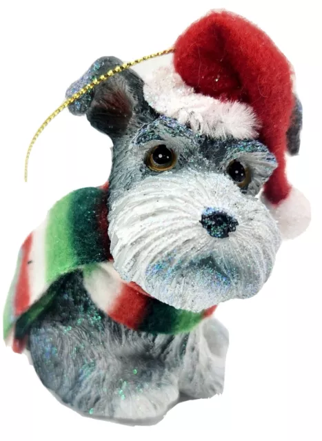 Scottish Terrier Scottie Wearing Santa Hat with Scarf Christmas Ornament, NEW