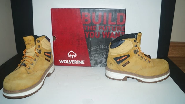 WOLVERINE STEEL TOE WATERPROOF PLUS MENS BOOTS SIZE 9 1/2 EW - EXC COND with BOX