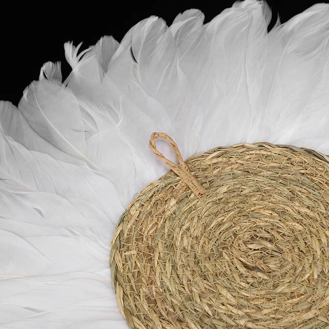(Goose Feather White)03 Decorazioni Per La Casa Con Piume Intrecciate Puntelli