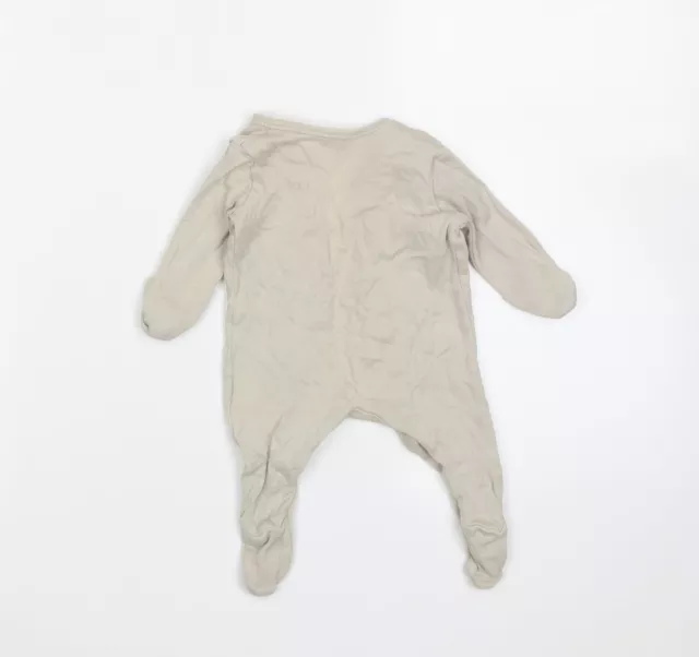 Bottone neonato taglia unica George Baby beige cotone babygrow - orso addormentato 2