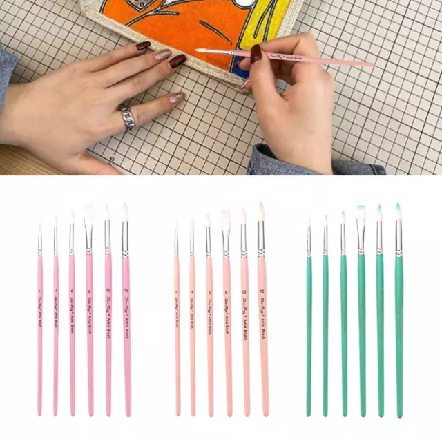 6x pennelli per pittura ad acquerello Kit di pennelli per capelli in nylon