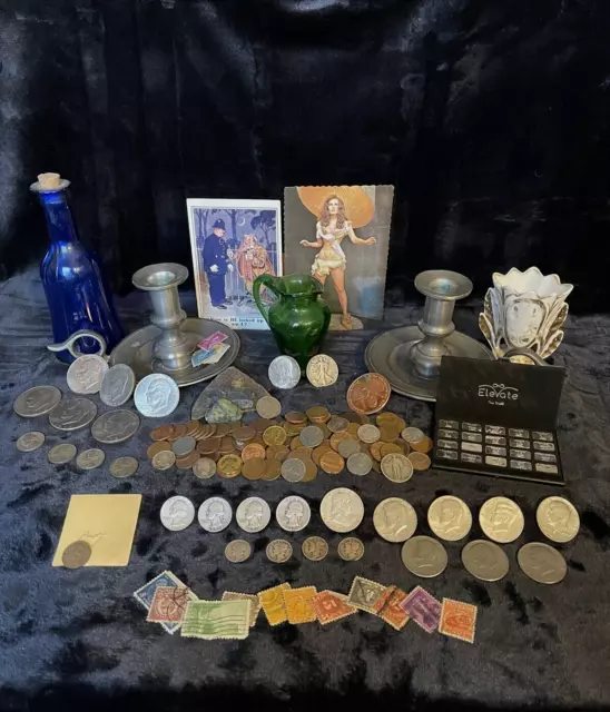 Silver Coins, Stamps, Collectibles, Antiques, Junk Drawer  Lot #3