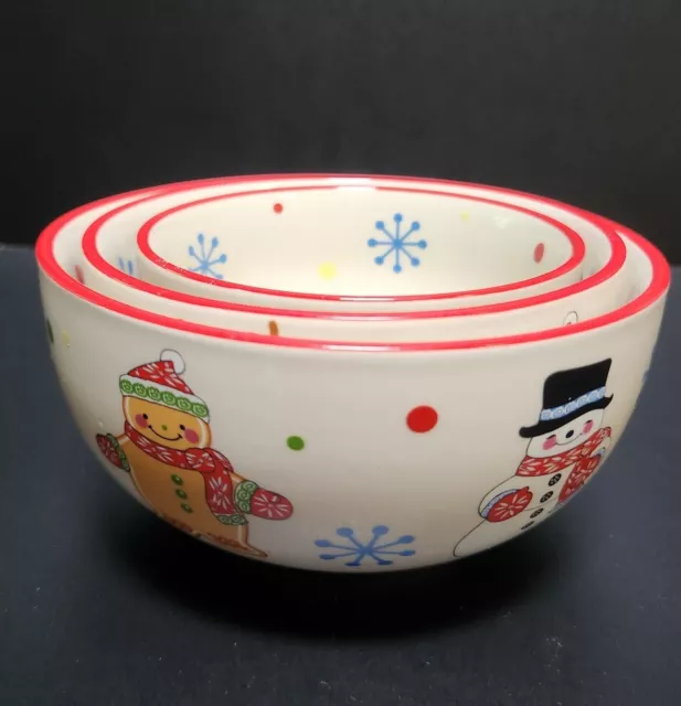 Temptations by Tara Winter Whimsy Nesting Prep Bowls 3 Pc Christmas 16 10 6oz