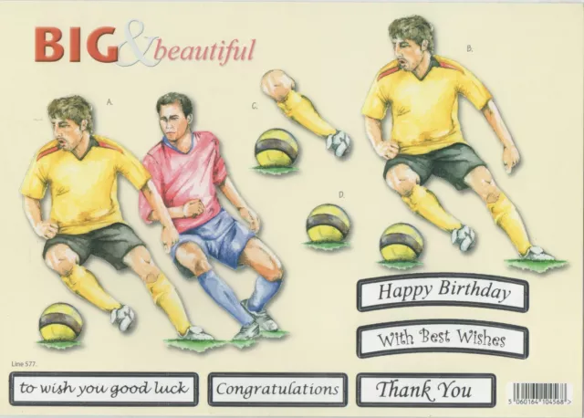 A4 Die Cut Decoupage With Backing Paper Cardmaking Sentiments Footballer - 577