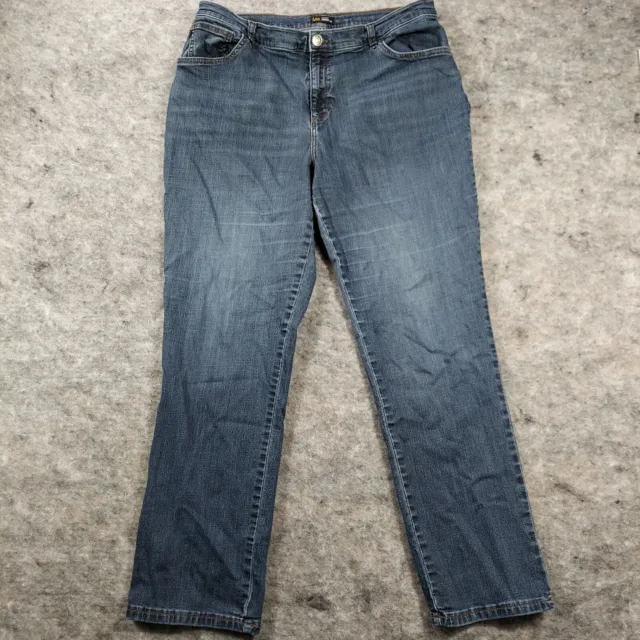 Lee Jeans Womens Size 34 x 29 Straight Stretch Blue Denim Medium Wash