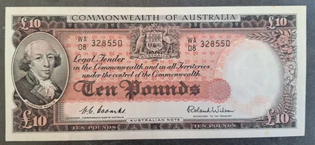 1954 Australia £10.00 Coombs Wilson Banknote Renniks R 62 gVF