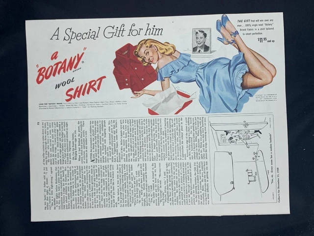 Magazine Ad* - 1948 - BOTANY wool shirt