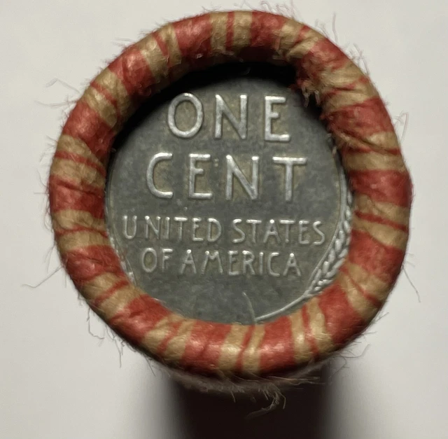 Wheat Cent Penny Rolls with a 1943 Steel Cents Showing on Each End 1909-1958 PDS