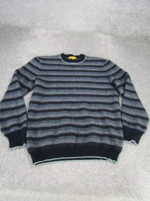 Progetto Sweater Mens Large Gray Striped Wool Blend Crew Neck Pullover