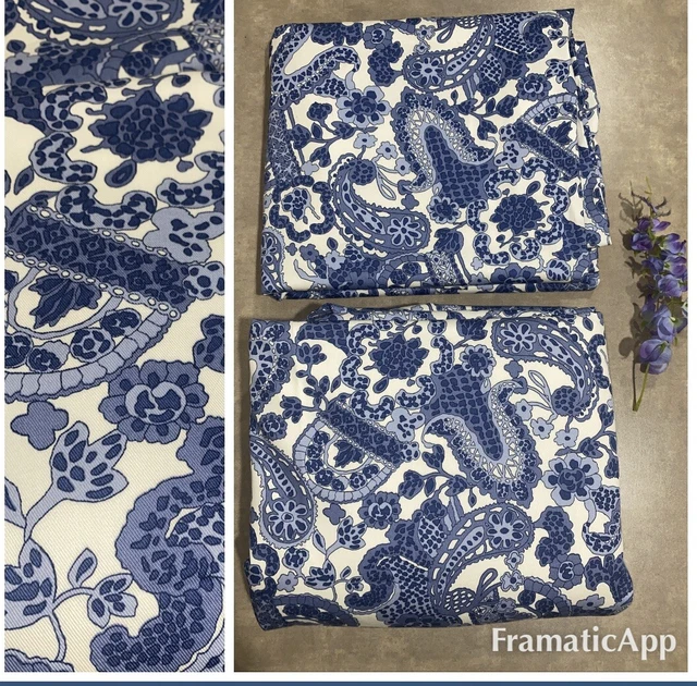 BALLARD DESIGNS Drapes Curtain 2 Panel Set CHARLOTTE BLUE FLORAL PAISLEY 84x50