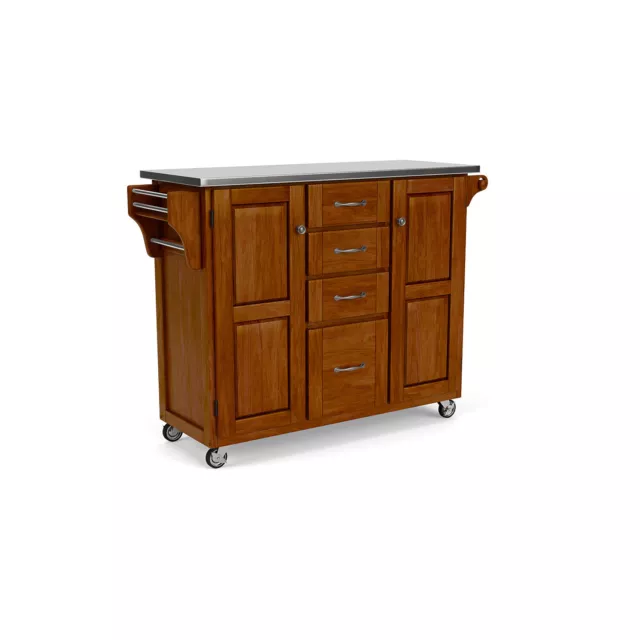 Home Styles Furniture Stainless Steel Cherry Kitchen Cart