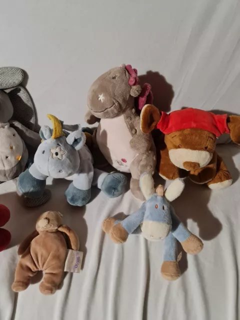 Lot 8 peluches doudous chien lapin Ours Nouky NOUKIE'S marron beige bleu TBE 3