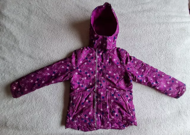 Girls Crivit Purple Floral Weatherproof Jacket 6-8 Yrs In Very Good Used Cond**