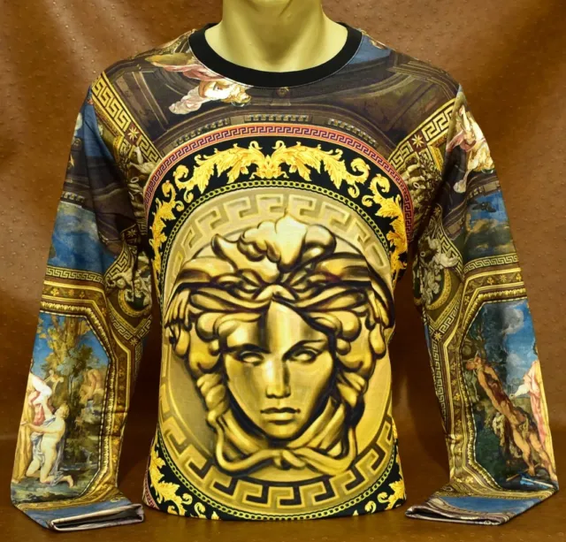 NWT - Men's Vérsace Slim Fit Baroque Design Medusa Long Sleeve T-Shirt