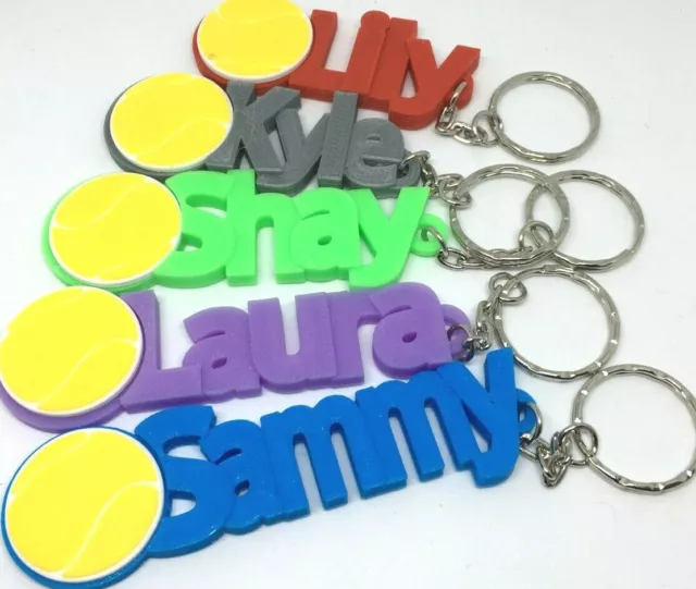 PERSONALISED TENNIS KEYRINGS - TENNIS BALL RACKET BAG TAG / Tennis Player Gift