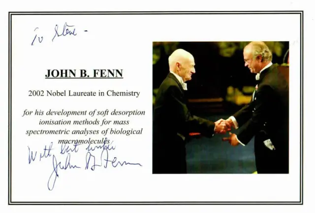 “Nobel Prize In Chemistry” John B  Fenn Signed 5.5 x 3.75 Card Todd Mueller COA
