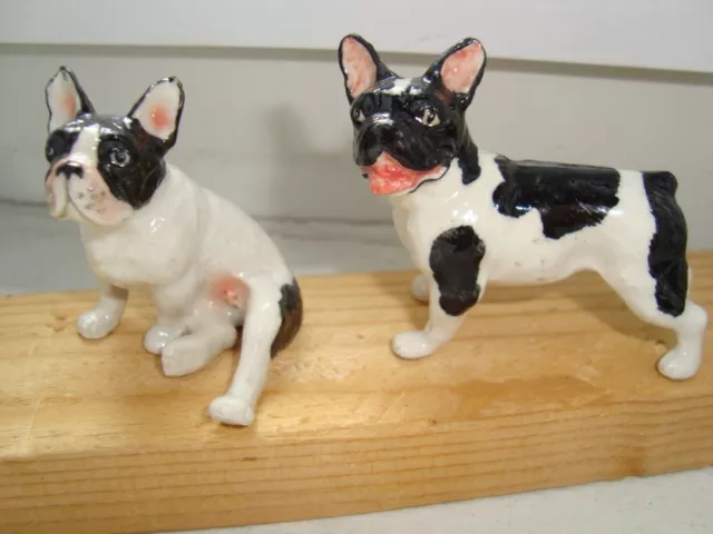 Anciennes Et Superbes Figurines  Bouledogues Français En Porcelaines