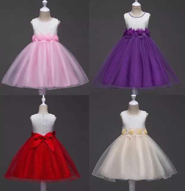 kids Girl Party Prom Lace Princess Pageant Bridesmaid Wedding Flower Dress Gown