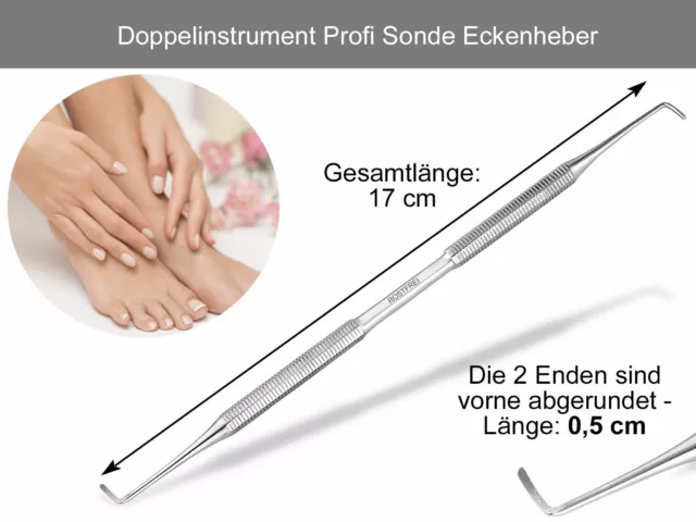 Profi Eckenheber Nagelheber Fußpflege Sonde Arbeitsenden-Länge 0,5 cm-1 mm breit 2