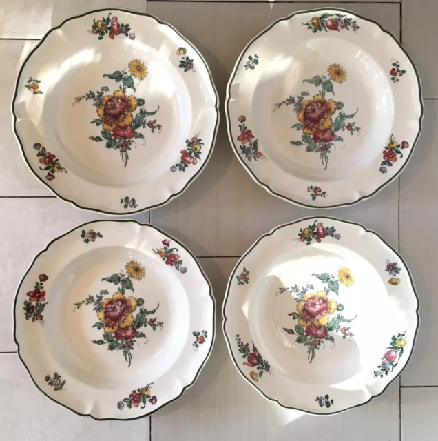 Lot De 4 Assiettes Creuses Villeroy & Boch Fleur Agreste Soupe Faience Vintage