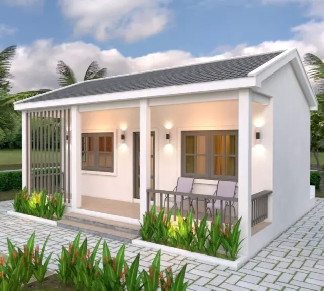 23x21 Feet Tiny House Plans 8x6.5 Meter 1 Bed 1 Bath Gable PDF (A4 Hard Copy)