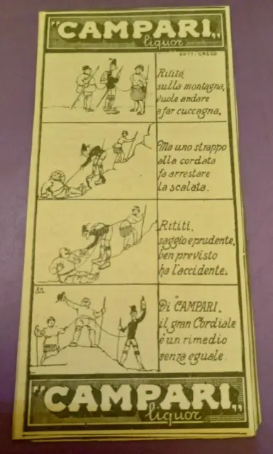 Pubblicità Campari l'aperitivo, 1923, Dott. Grego, vignetta, da rivista d'epoca