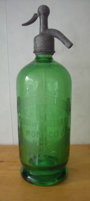 Vintage Ancien siphon d'eau de seltz , vert , MONACO Moro et Molinari