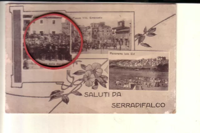 Cartolina Serradifalco Viaggiata 1913 Saluti Vedute Innagurazione Bandiera Scuol