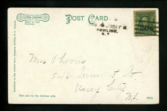 US Postal History #300 Post Card Bridge Inlet Silver Lake 1908 RFD Pavilion NY