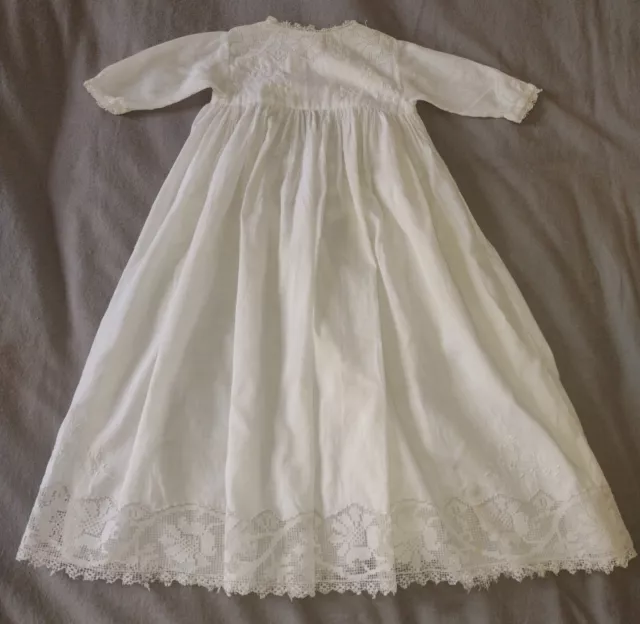 Antique Christening Gown Baby Dress Doll Bear Lace Embroidery Vintage Original