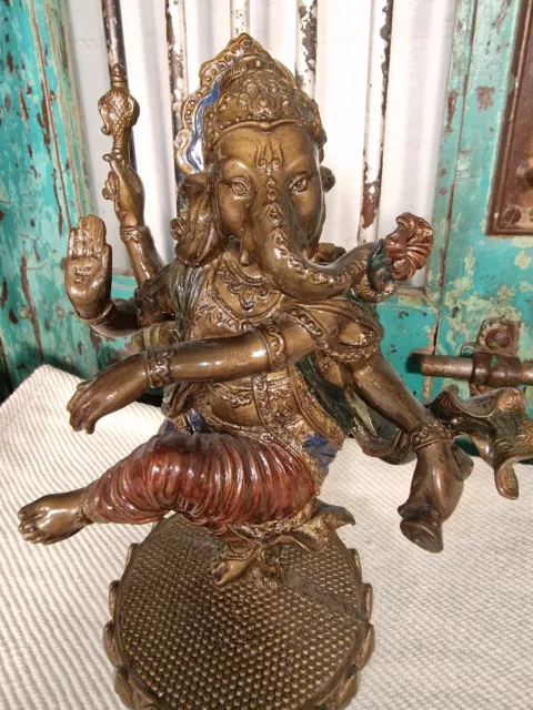 Hand Painted Lord Ganesha Hindu God Temple Statue Figurine Ornament Sculpture