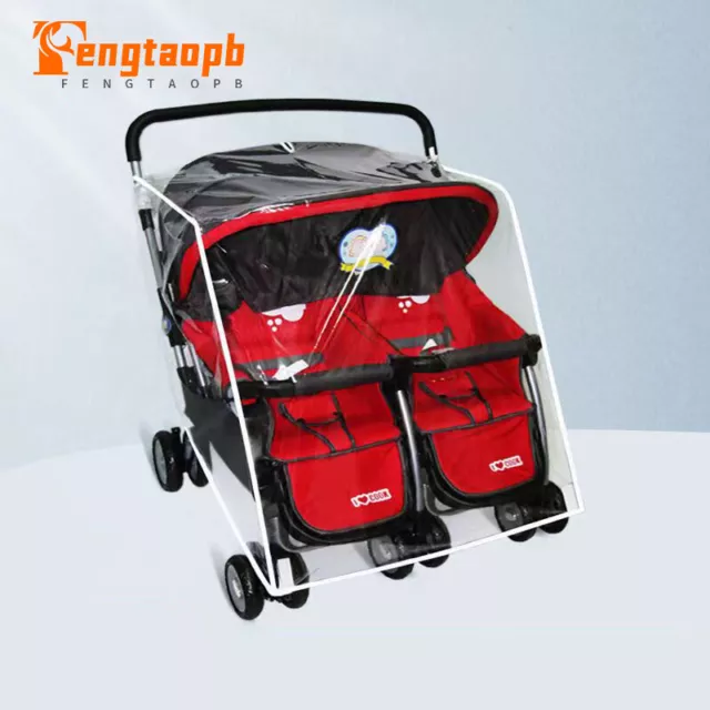 Universal PVC Transparent Waterproof Twins Baby Stroller Pushchair Raincover UK