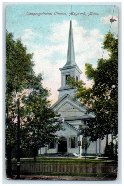 1907 Congregational Church Maynard Massachusetts MA Antique Posted Postcard