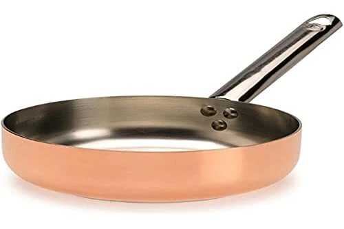 Pentole Agnelli ALCU10424 Casseruola alta, Rame liscio stagnato a mano