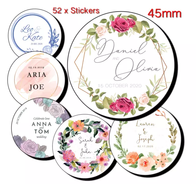 Personalised Stickers Wedding Stickers Wedding Favour Labels Floral 16 designs