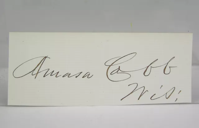 1860s CIVIL WAR GENERAL AMASA COBB SIGNED AUTOGRAPH SLIP SIGNATURE 5th WISCONSIN