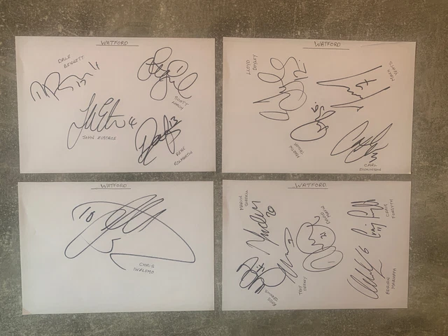 15 x WATFORD FC signatures - hand signed - white autograph paper