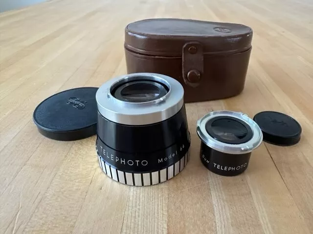 Vintage Sun aux. Telephoto and Wide Angle Lens Set, Model 66, case, instructions