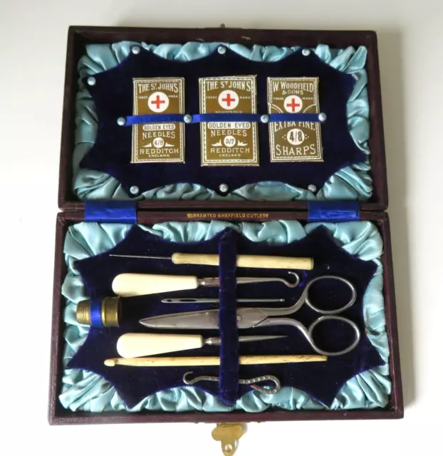 Antique Sew Kit & Tools,Needle Packs Thimble,Crochet & Button  Hooks,Stiletto.