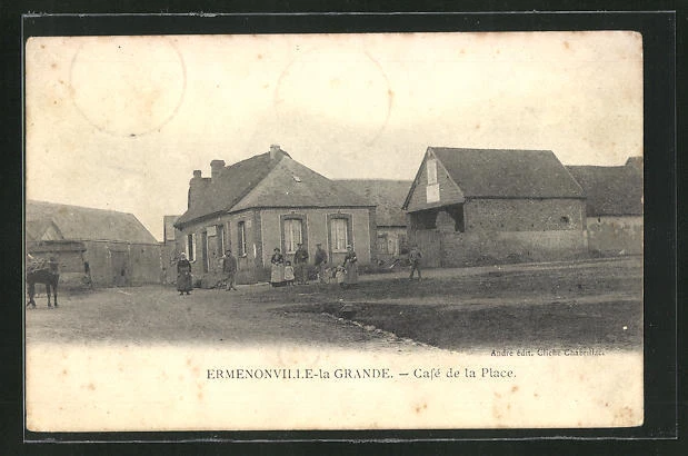 CPA Ermenonville-la Grande, Cafe de la Place 1904